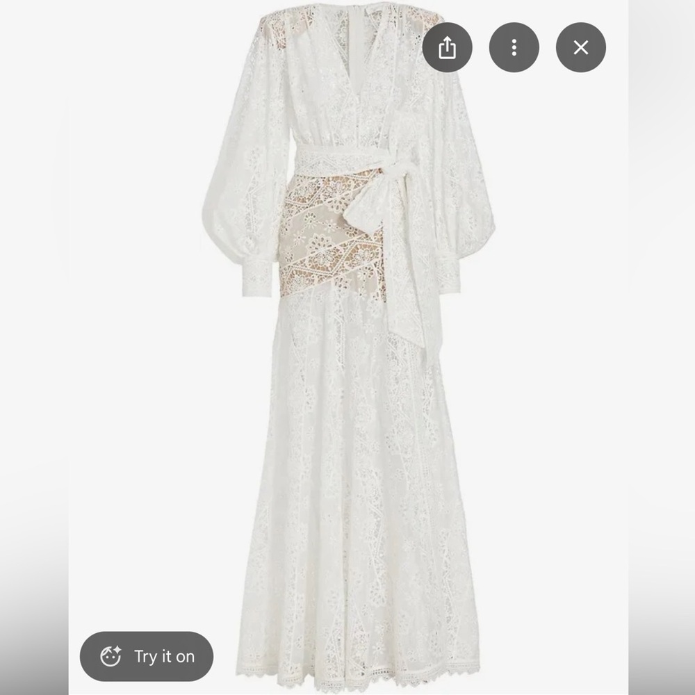 Bronx and Banco Women's Adele Belted Sheer Lace Maxi Dress S bridal shower
